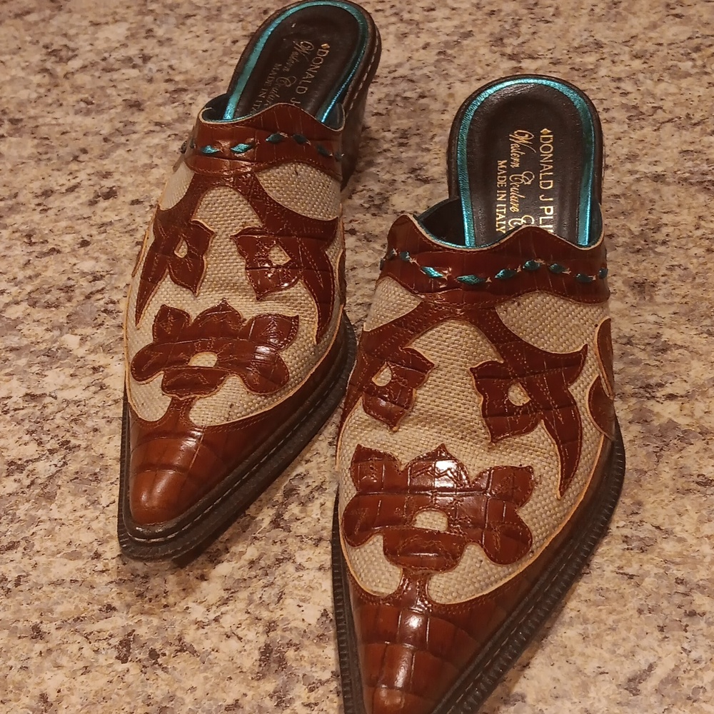 Vintage Donald J Pilner Western Couture Kogi Leather Mule Size 6.5 Med